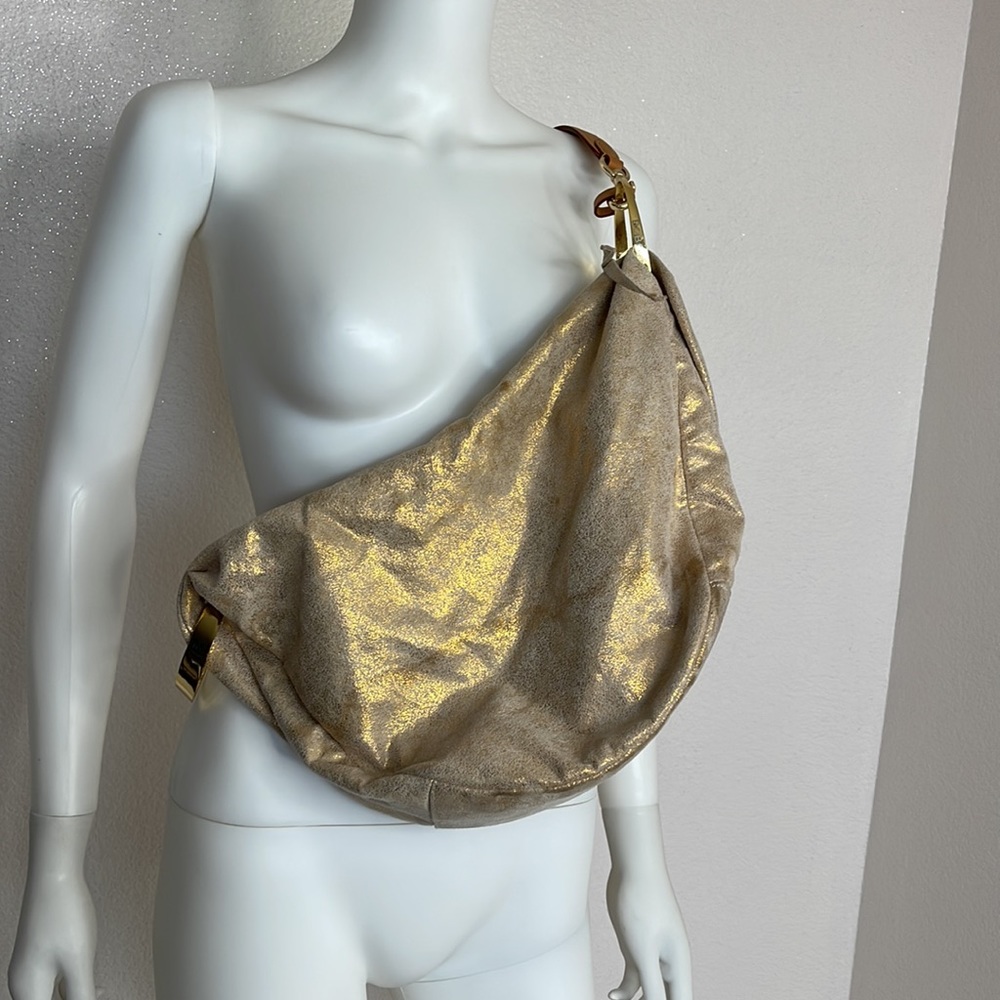 Bracelet hobo bag, BCBGirl gold vegan faux leather gold boho bag - Picture 8 of 16